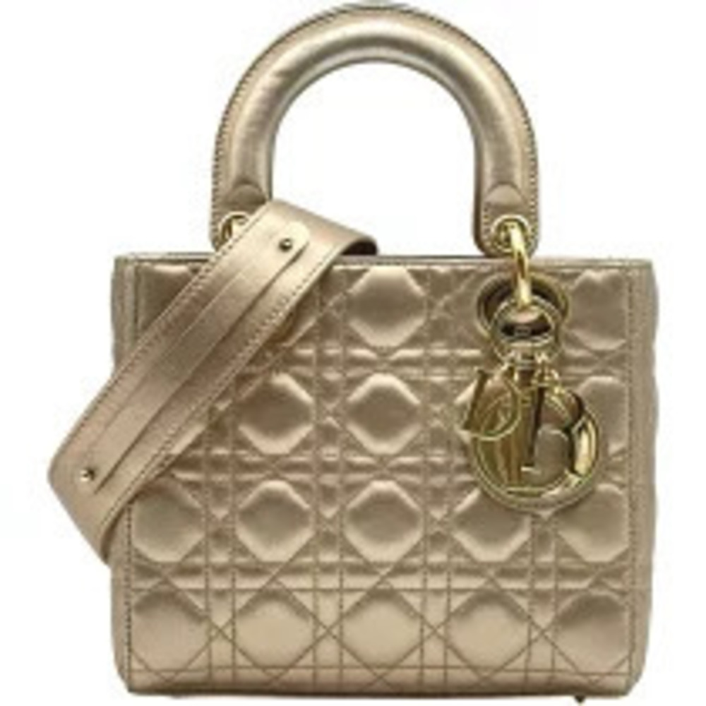 Christian Dior Lady Bronze Brown Cannage Lamb Handbag